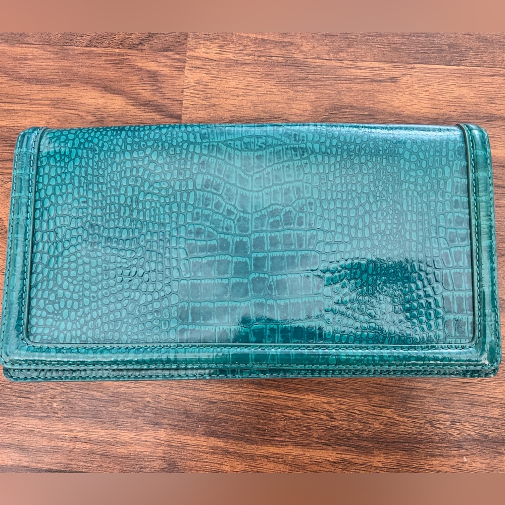 Banana Republic Teal snake skin leather clutch